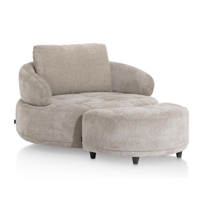 Draaifauteuil met poef BORGIA - Champagne