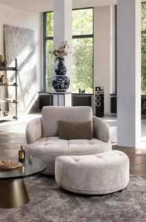 Draaifauteuil met poef BORGIA - Champagne HEH-372-TZFA-ENC
