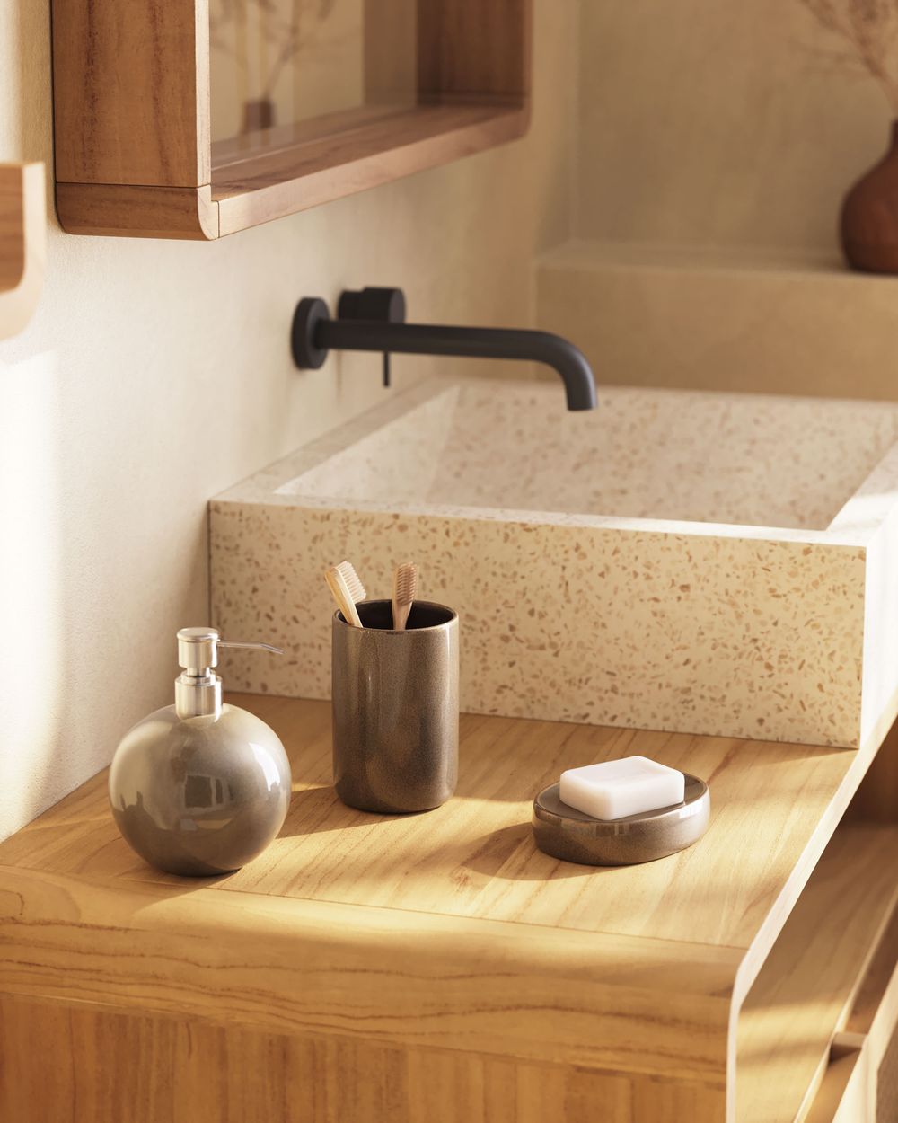 Badkamermeubel SABIELA - Massief teakhout KAV CC6827M46