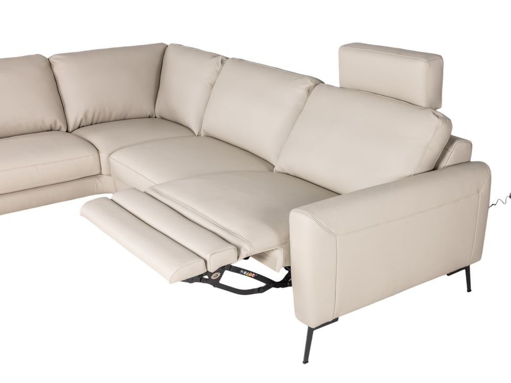 Hoeksalon LIVING - Crème leder C-DFM-8-TZHK-W41782