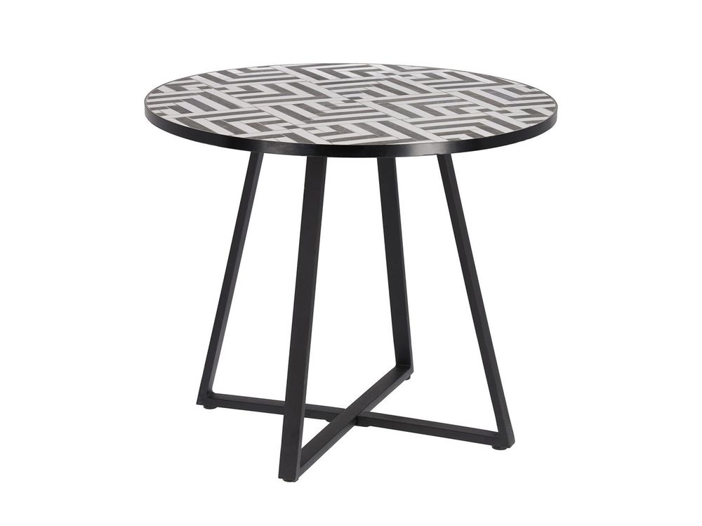 Ronde tuintafel TELLA - Mozaïek zwart/wit KAV CC5118K05