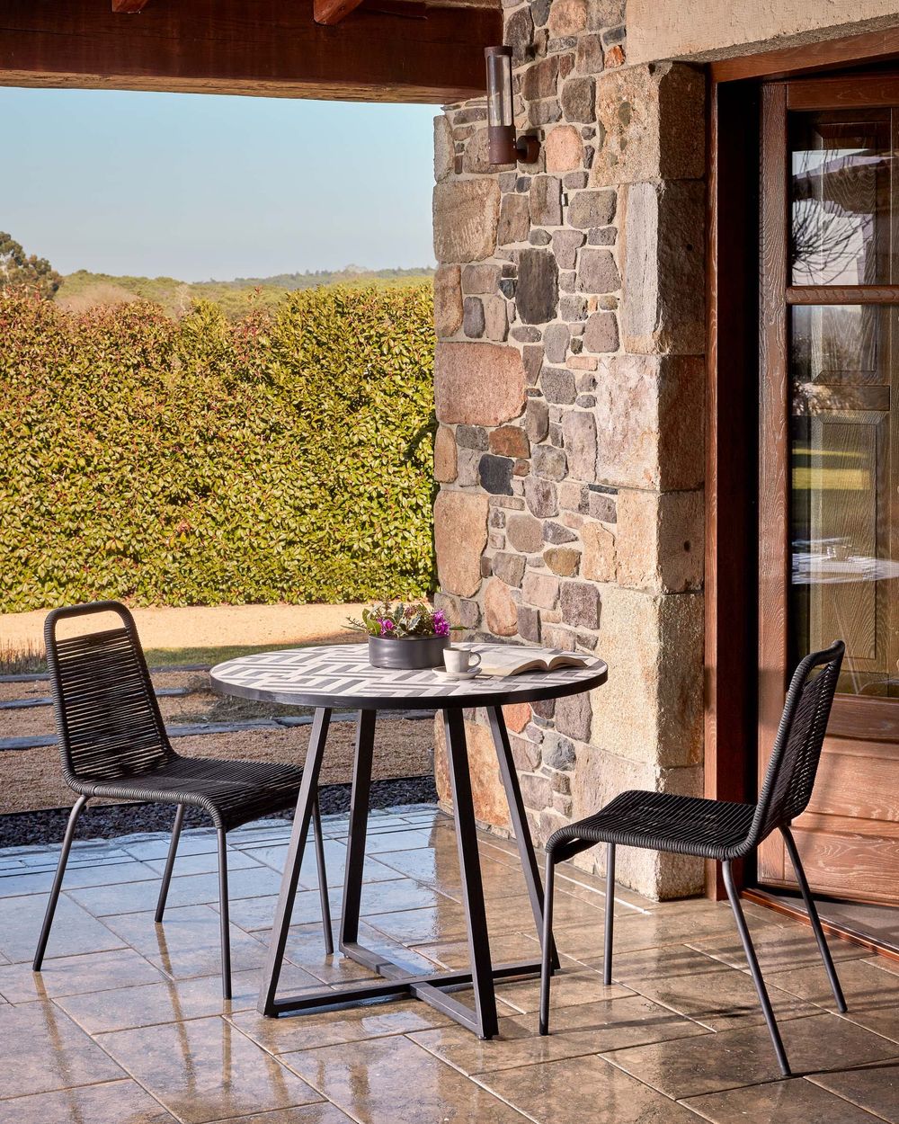 Ronde tuintafel TELLA - Mozaïek zwart/wit KAV CC5118K05