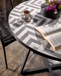 Ronde tuintafel TELLA - Mozaïek zwart/wit KAV CC5118K05