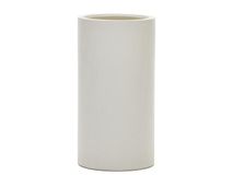 Witte, cilindervormige bloempot van keramiek.