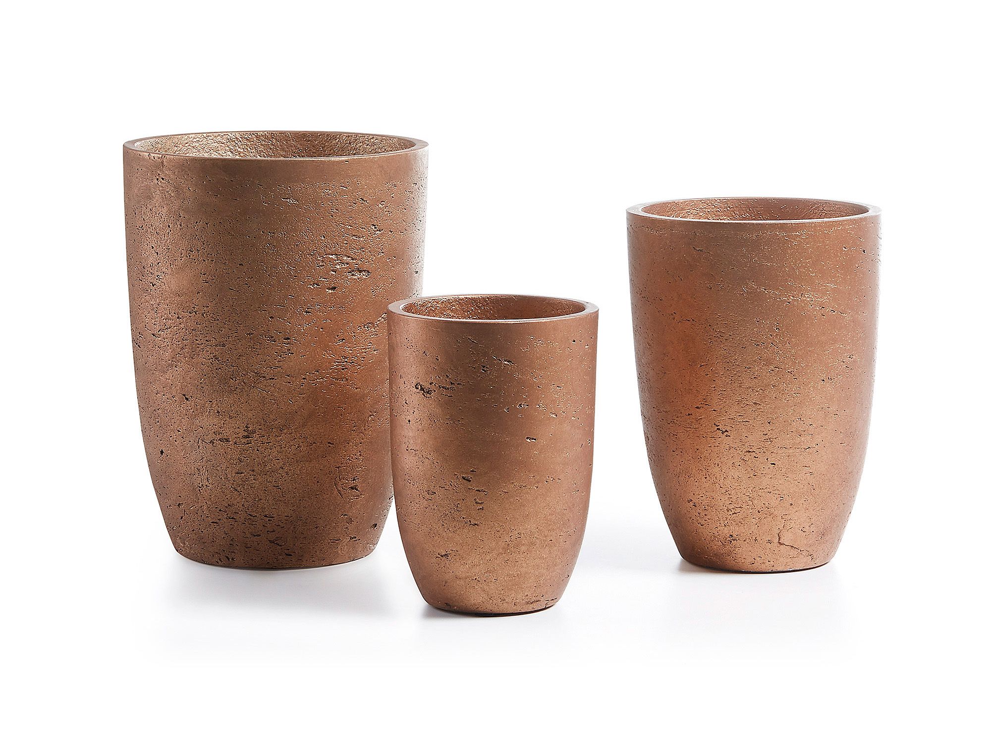 Set van 3 bloempotten LOW - Cement / Koper