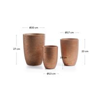 Set van 3 bloempotten LOW - Cement / Koper KAV AA1153RF84