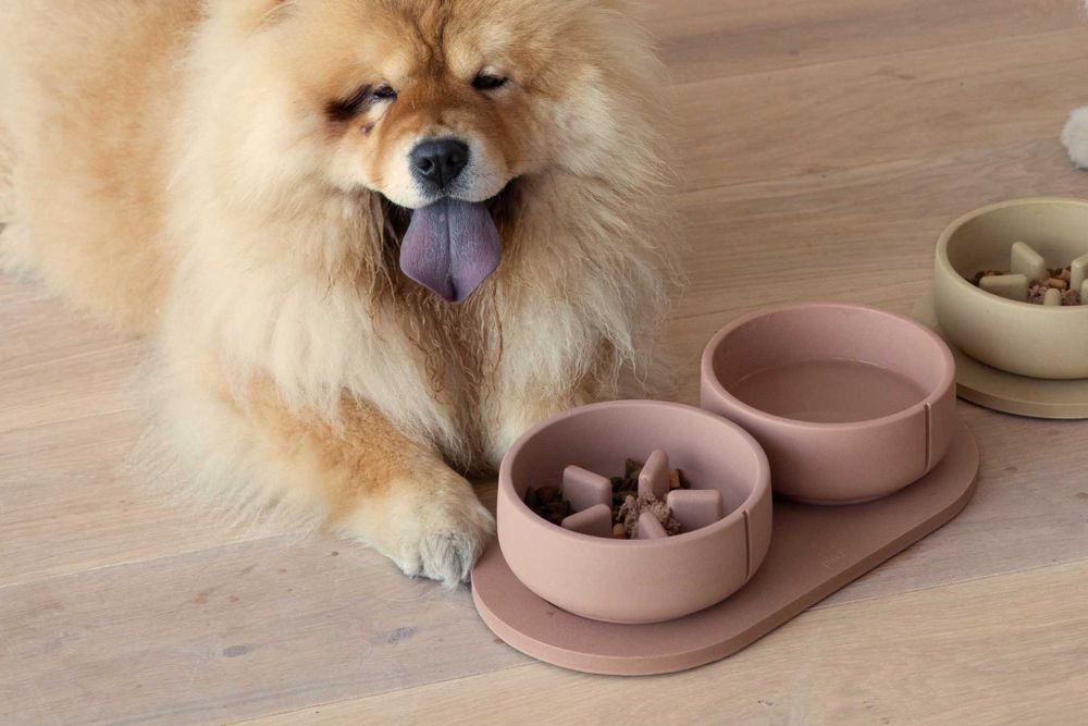 Anti-schrok voerbak hond LARGE - Dolphin Grey PIN SF0241