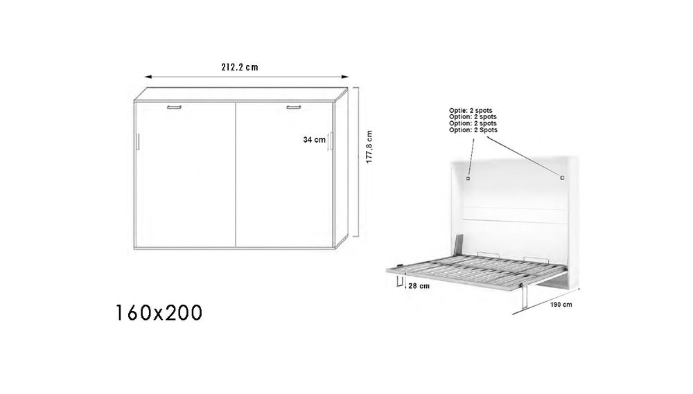 Horizontaal opklapbed OPTIMA - Notelaar / Mokka BNE-23-002-HOR90200