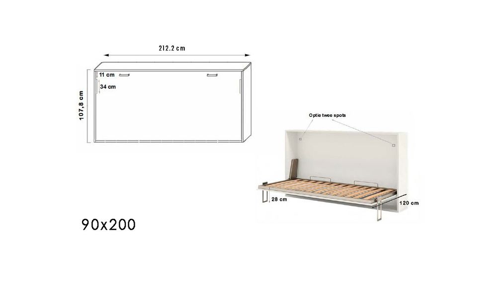 Horizontaal opklapbed OPTIMA - Notelaar / Mokka BNE-23-002-HOR90200