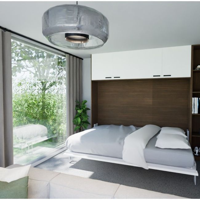 Horizontaal opklapbed OPTIMA - Notelaar / Mokka