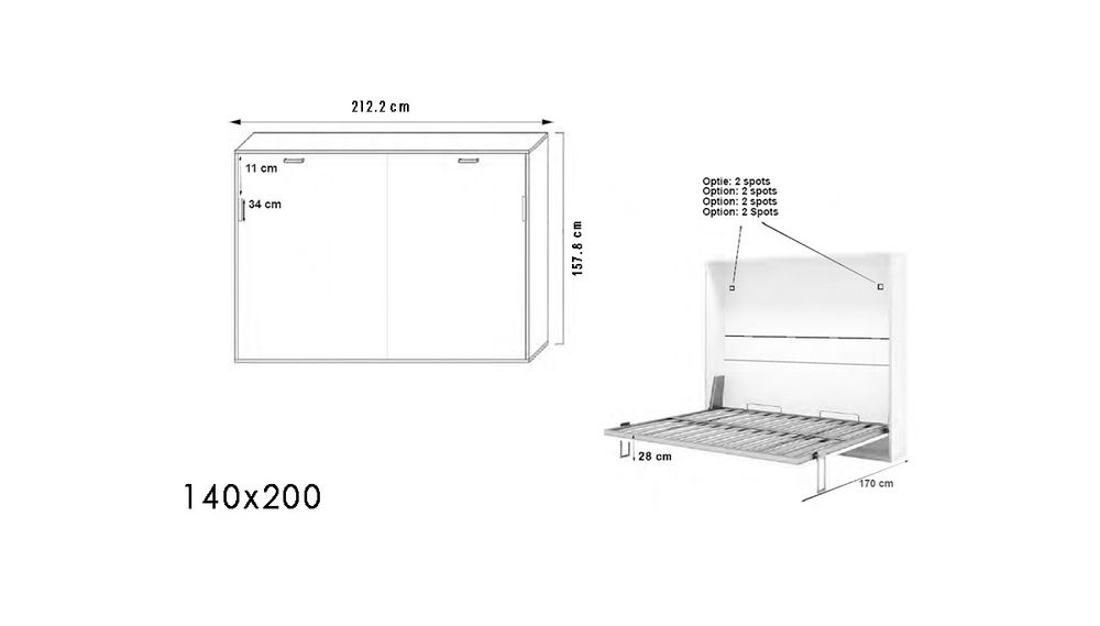 Horizontaal opklapbed OPTIMA - Notelaar / Mokka BNE-23-002-HOR90200