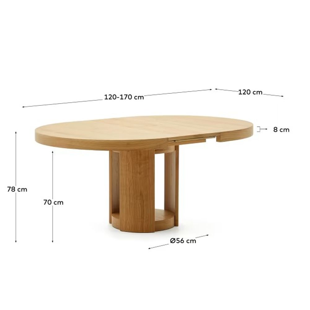 Uitschuifbare ronde tafel ARTIS - Eikenfineer KAV T0300024MM40