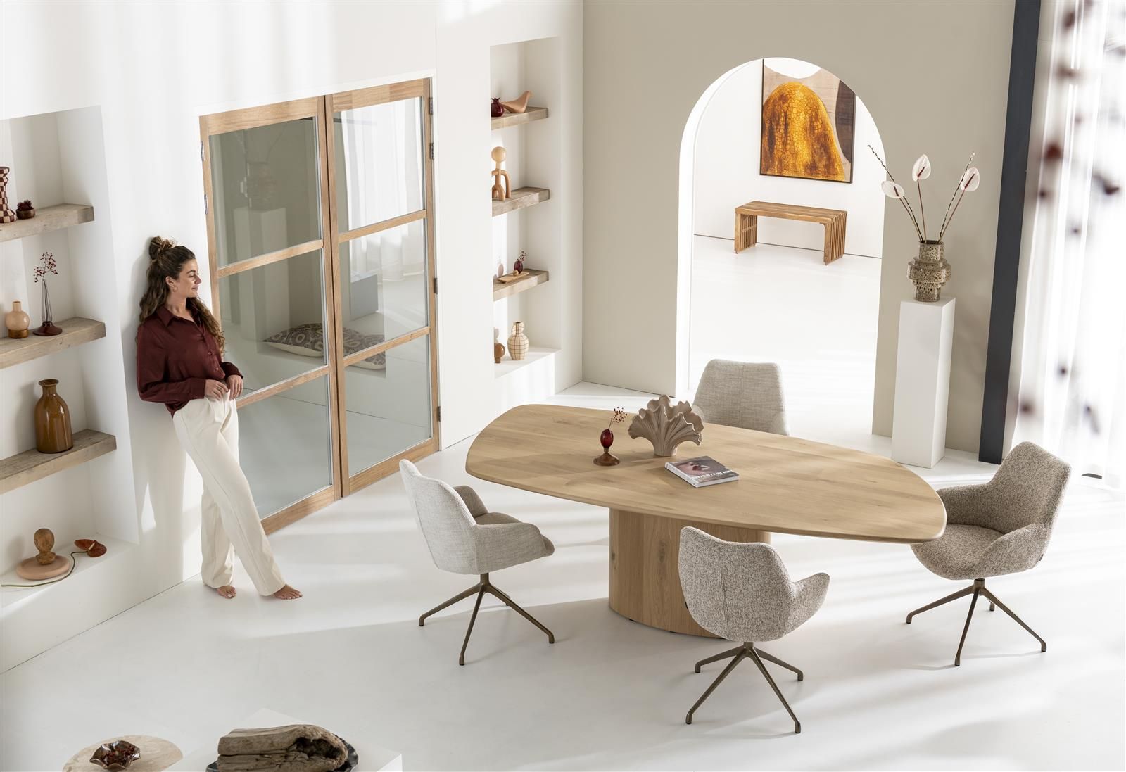 Armstoel op wieltjes MATS - Crème