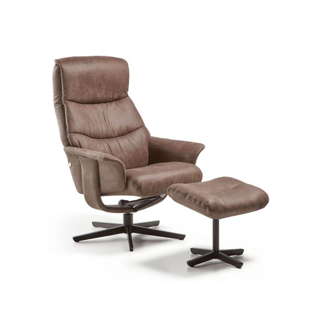 Fauteuil ANNA met voetbank - Fendy brown