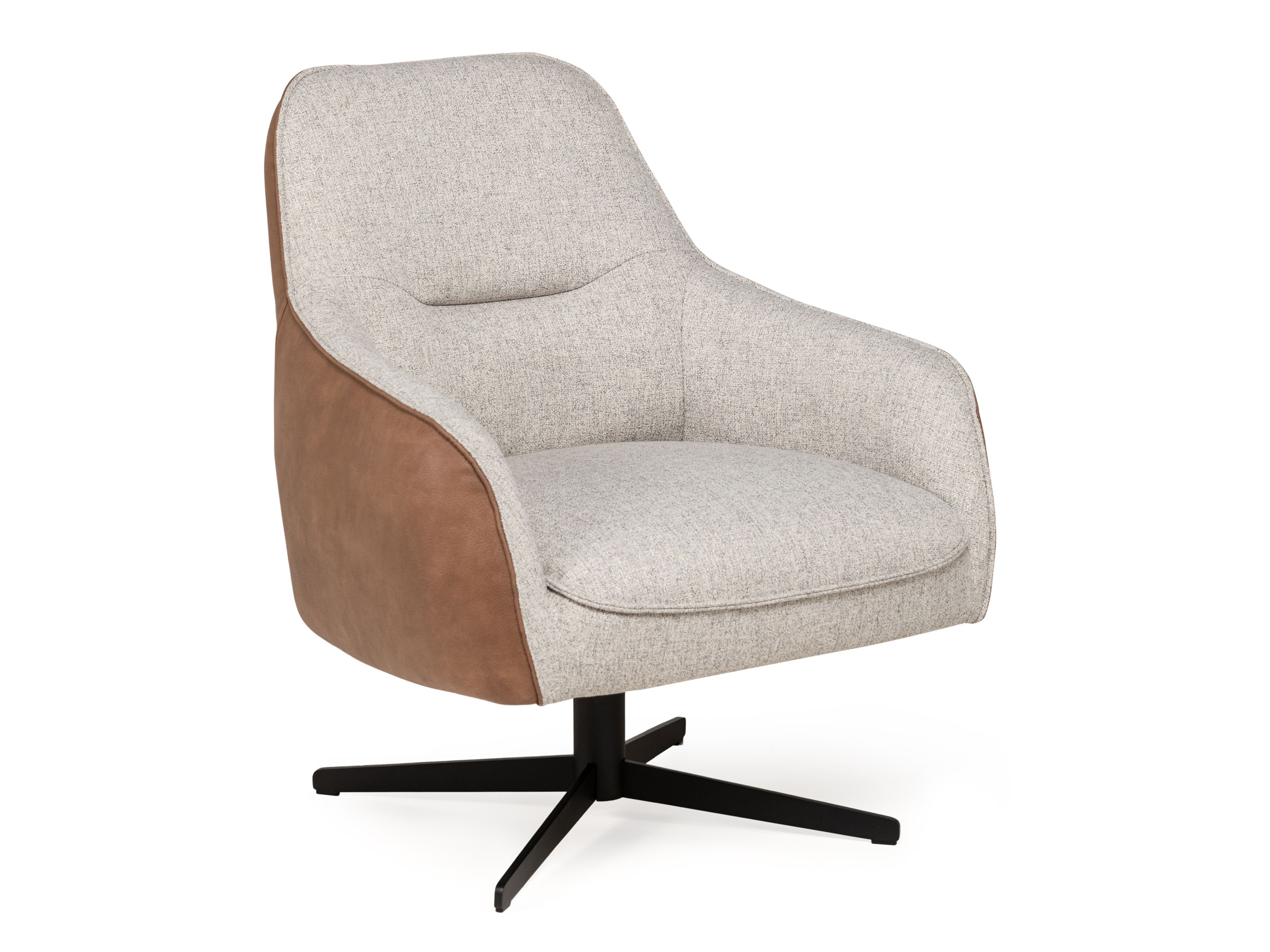 Fauteuil OVIEDO met lage rug - Cognac/lichtgrijs