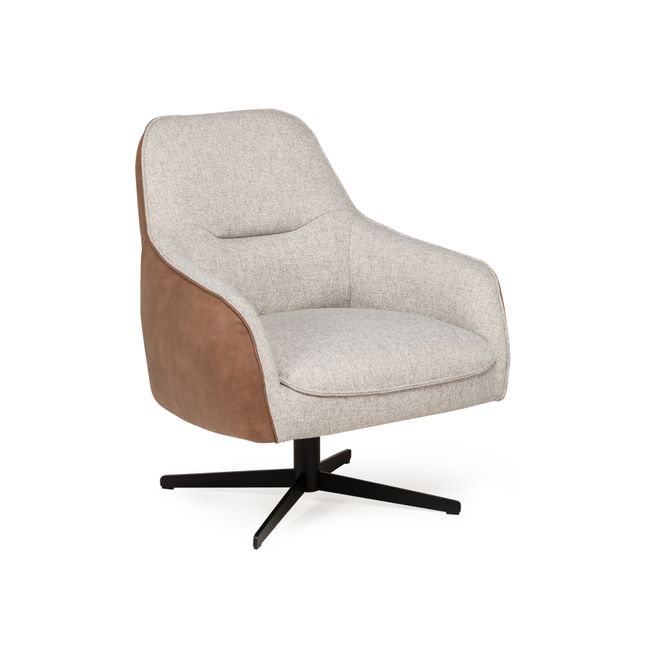 Fauteuil OVIEDO met lage rug - Cognac/lichtgrijs