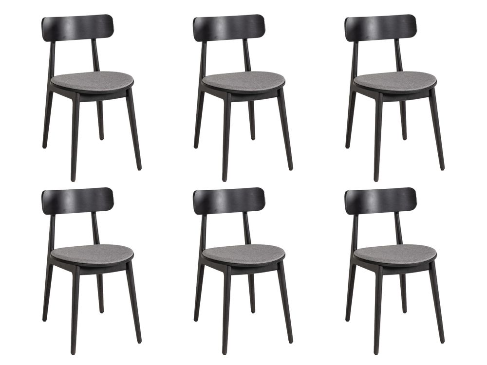 Set van 6 eetkamerstoelen CELESTE - Zwart beukenho C-U14-7-SET6
