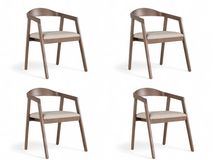 Set van 4 armstoelen ARMAND - Bruin beukenhout/Bei C-U14-6-SET4