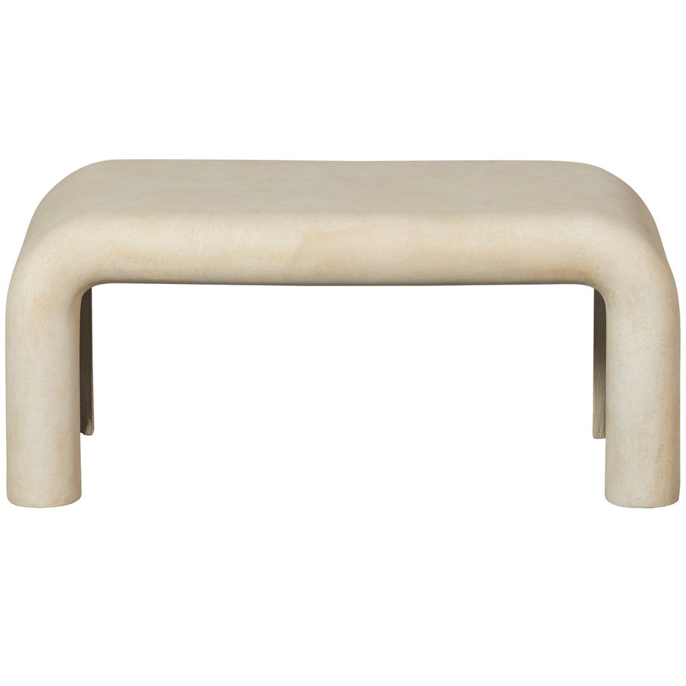 Langwerpige salontafel STANI (set van 2) met afgeronde hoeken, gemaakt van lichtbeige betonlook.