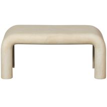 Langwerpige salontafel STANI (set van 2) met afgeronde hoeken, gemaakt van lichtbeige betonlook.