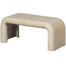 Set van 2 salontafels STANI met ronde hoeken van beige betonlook.