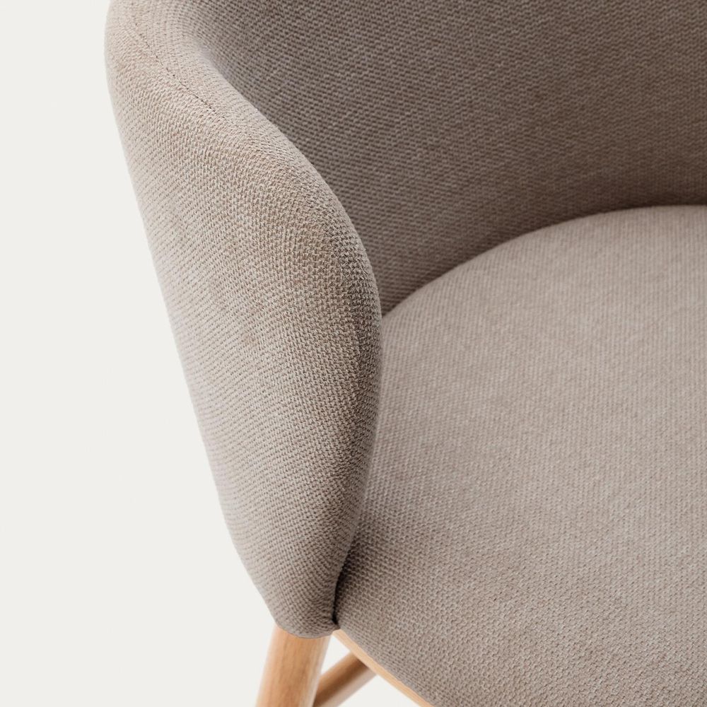 Barstoel CISELIA - Lichtbruin Chenille / Essenhout KAV C06060KY10