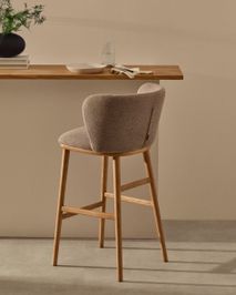 Barstoel CISELIA - Lichtbruin Chenille / Essenhout KAV C06060KY10