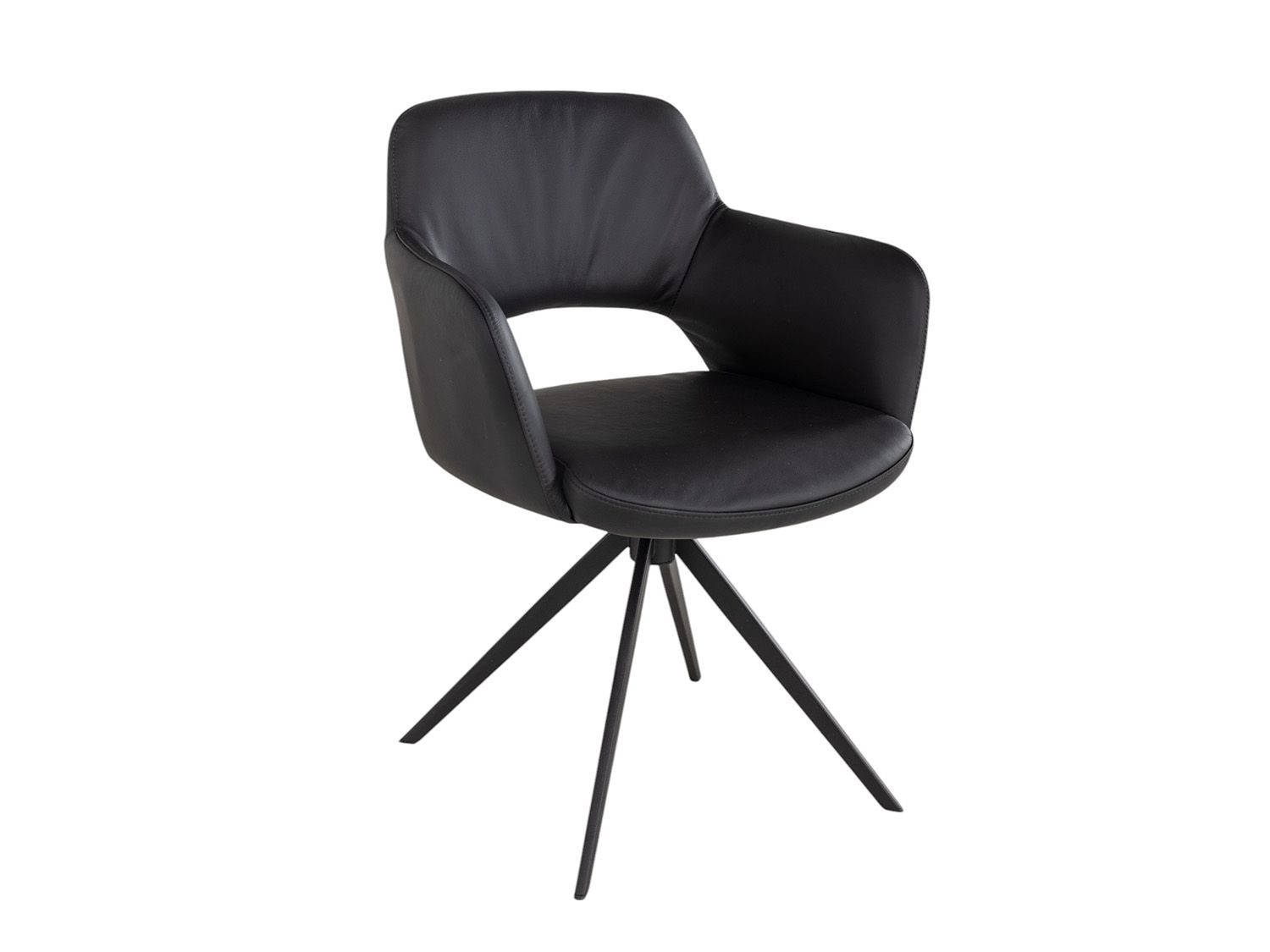 Draaibare armstoel JULIEN - Zwart leder