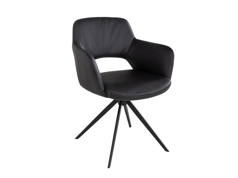 Draaibare armstoel JULIEN - Zwart leder MED-44-001-A804