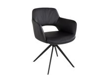 Draaibare armstoel JULIEN - Zwart leder MED-44-001-A804