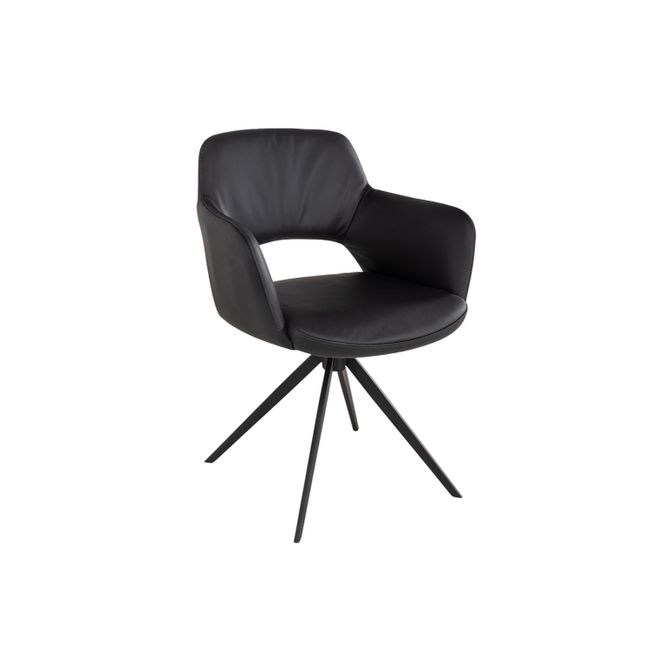 Draaibare armstoel JULIEN - Zwart leder