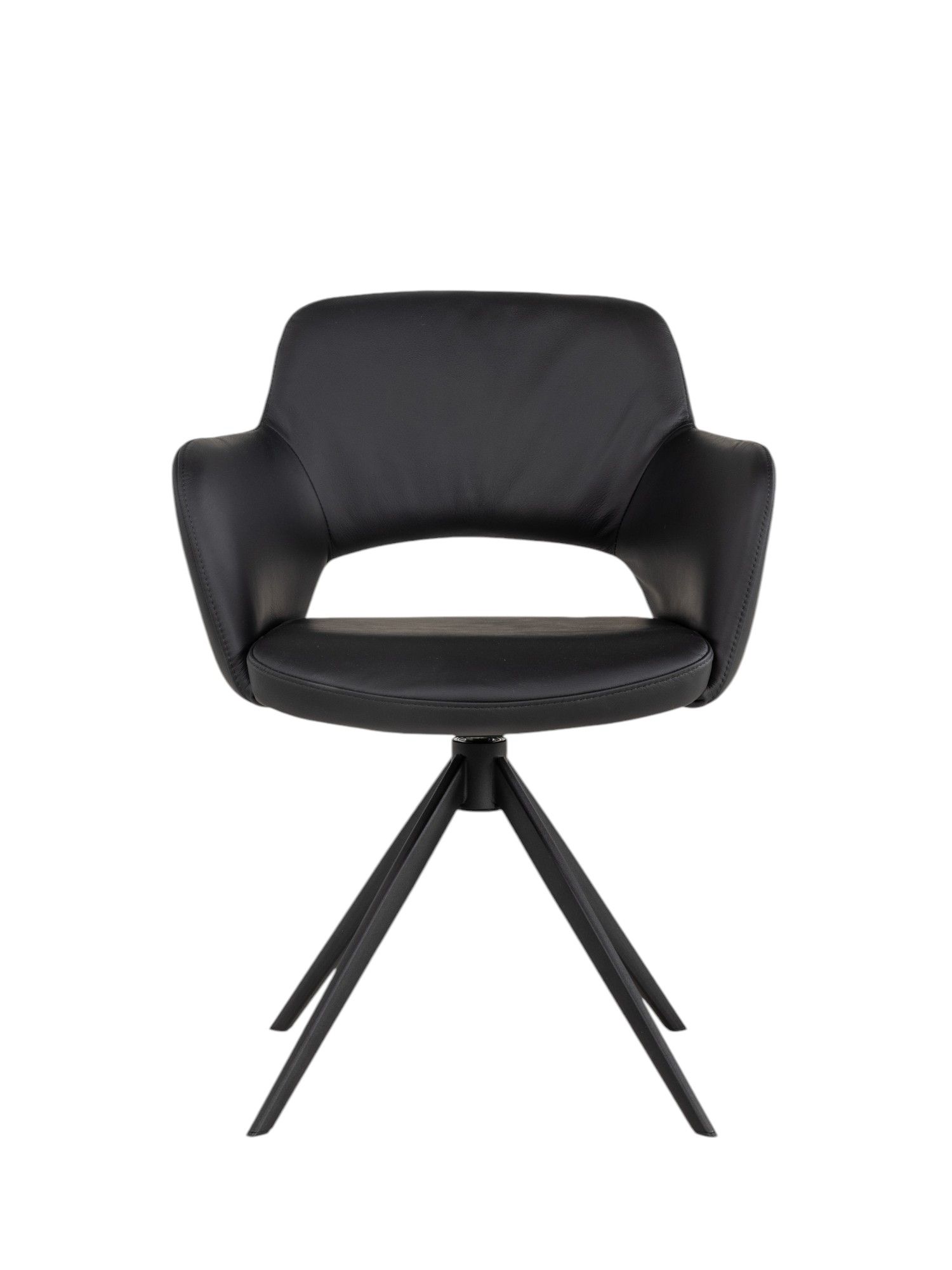Draaibare armstoel JULIEN - Zwart leder