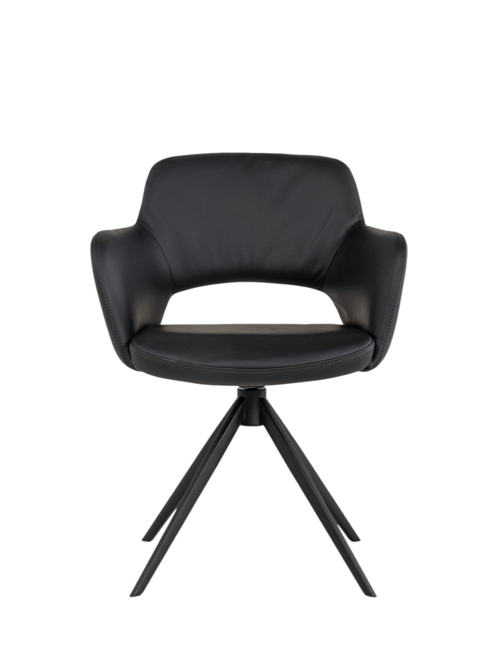 Draaibare armstoel JULIEN - Zwart leder MED-44-001-A804