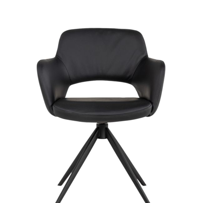 Draaibare armstoel JULIEN - Zwart leder