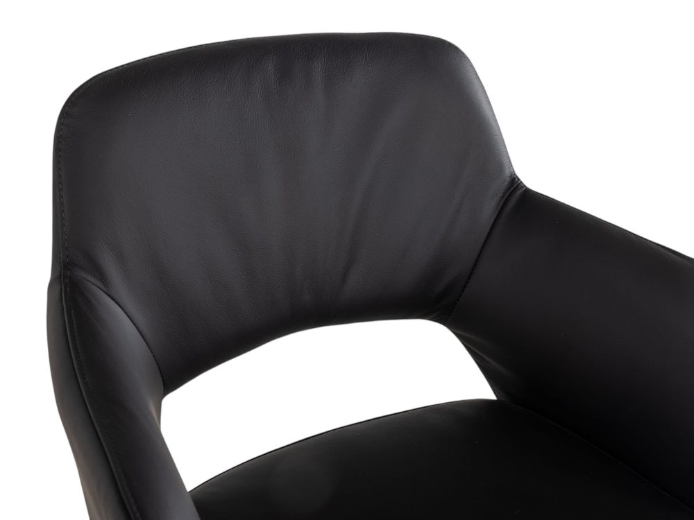 Draaibare armstoel JULIEN - Zwart leder MED-44-001-A804