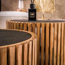 Set van 2 salontafels SLATE - Leisteen/Acaciahout ZLS 2786-83