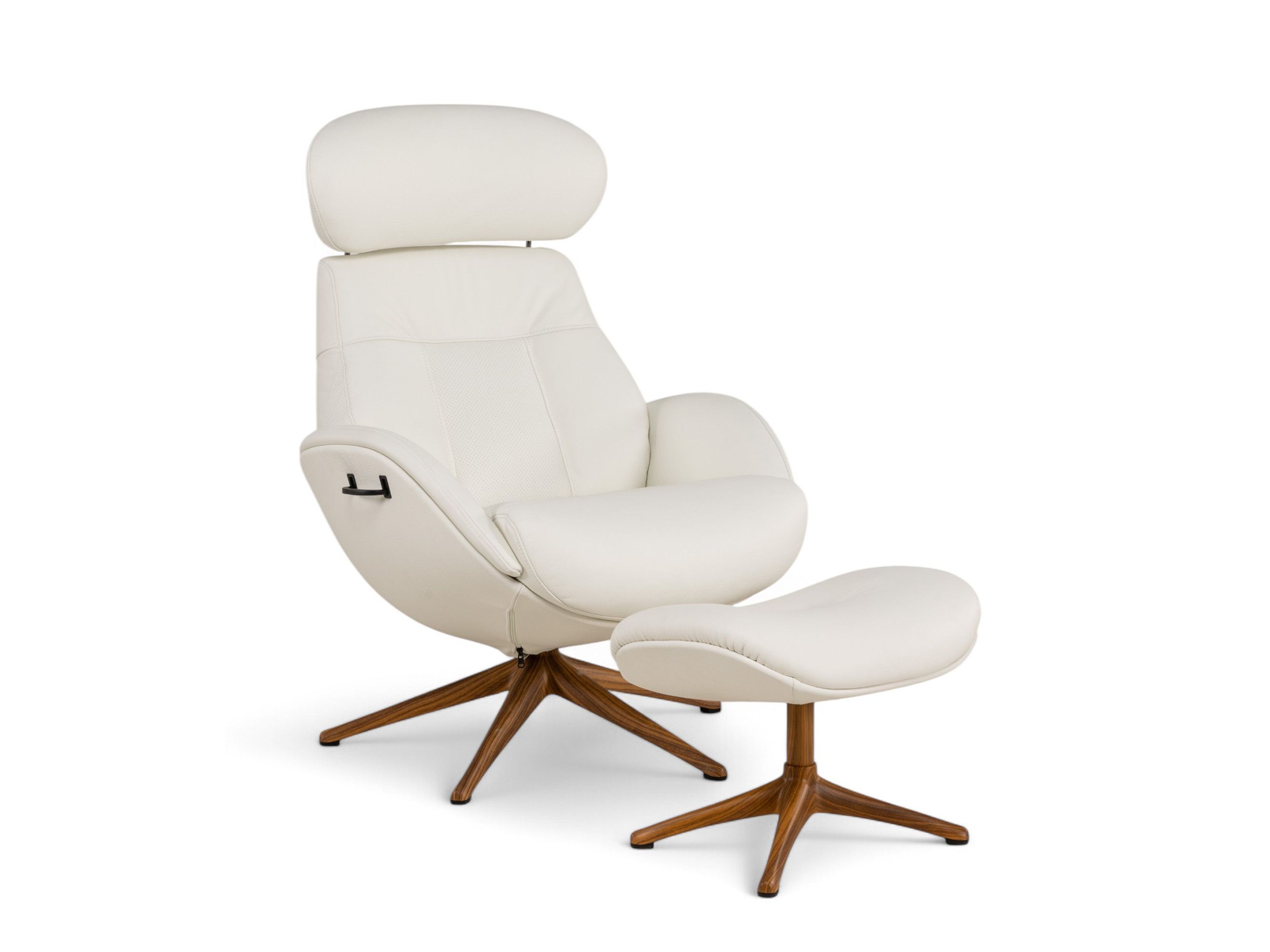Relaxfauteuil ELEGANT - Leder beige / Walnoot THC-37-002-TZ1