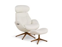 Relaxfauteuil ELEGANT - Leder beige / Walnoot THC-37-002-TZ1