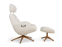 Relaxfauteuil ELEGANT - Leder beige / Walnoot THC-37-002-TZ1