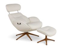Relaxfauteuil ELEGANT - Leder beige / Walnoot THC-37-002-TZ1
