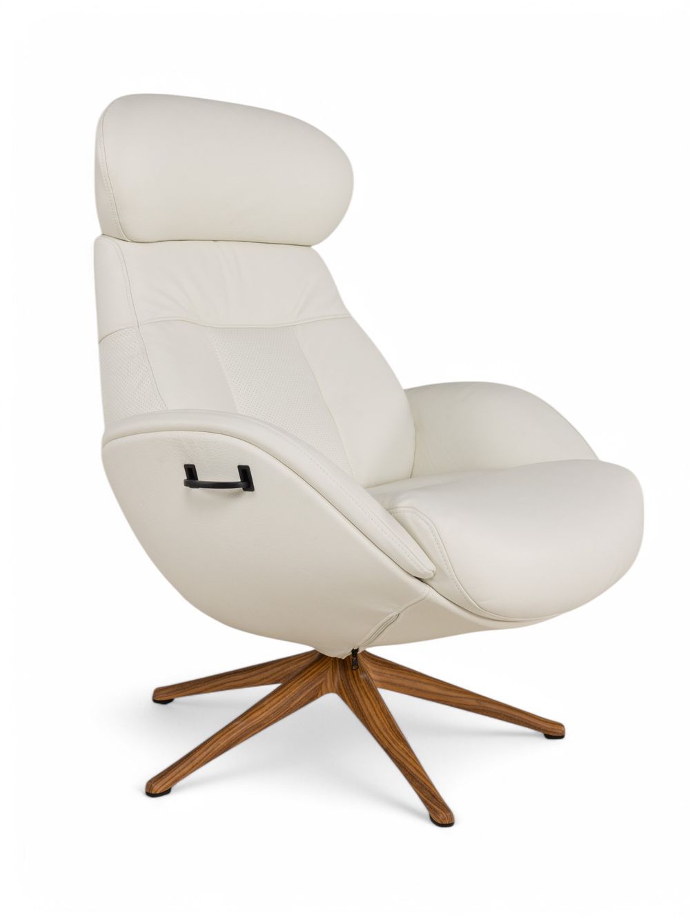 Relaxfauteuil ELEGANT - Leder beige / Walnoot THC-37-002-TZ1