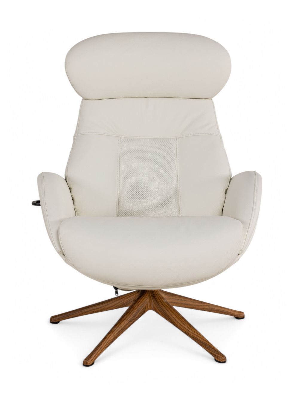 Relaxfauteuil ELEGANT - Leder beige / Walnoot THC-37-002-TZ1