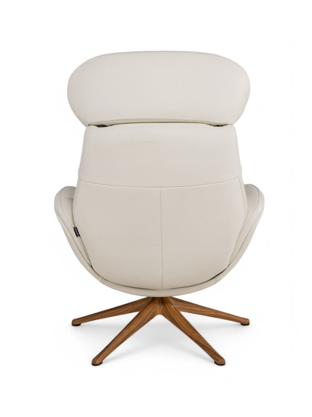 Relaxfauteuil ELEGANT - Leder beige / Walnoot THC-37-002-TZ1