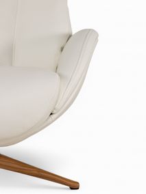 Relaxfauteuil ELEGANT - Leder beige / Walnoot THC-37-002-TZ1