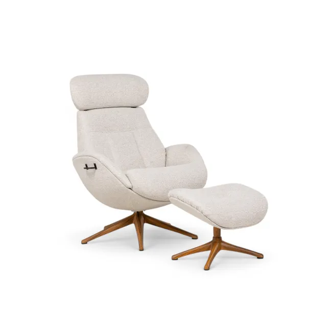 Relaxfauteuil ELEGANT - Beige / Walnoot