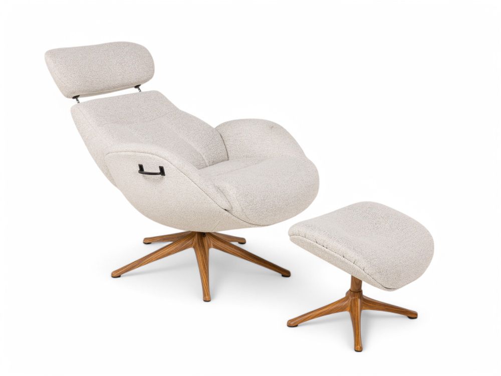 Relaxfauteuil ELEGANT - Beige / Walnoot THC-37-001-TZ