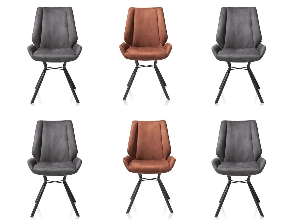 Set van 6 stoelen IVY - Antraciet / Koper C-HEH-289-TZ