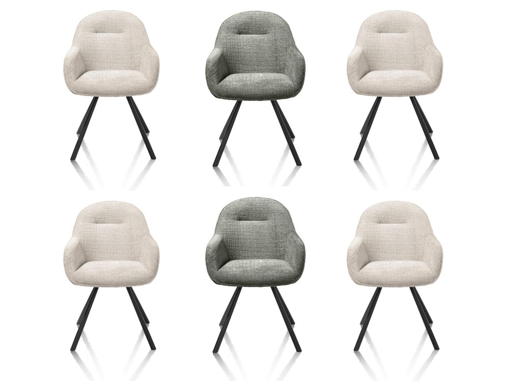 Set van 6 armstoelen CLINT - Olijf / Crème C-HEH-320-TZ