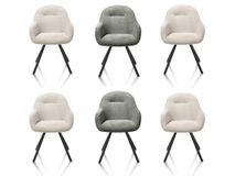 Set van 6 armstoelen CLINT - Olijf / Crème C-HEH-320-TZ