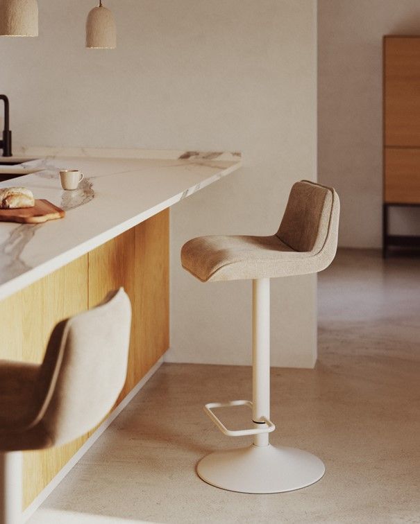 Barstoel ZENDA - Beige/Wit